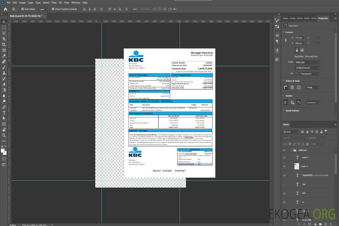 Belgique KBC banque relevé hypothécaire scr template Belgique KBC banque relevé hypothécaire scr template